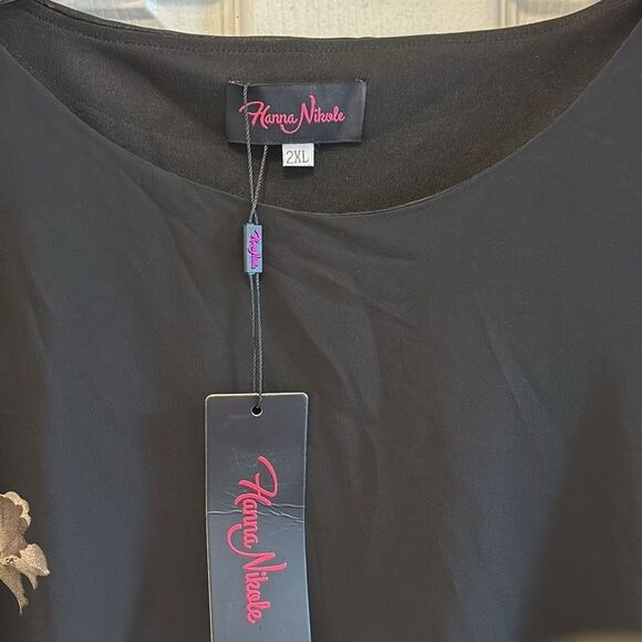 Hanna Nikole Chiffon Capelet Gray Flower Crew Neck Knee Length Pencil Dress 2XL - Picture 3 of 9